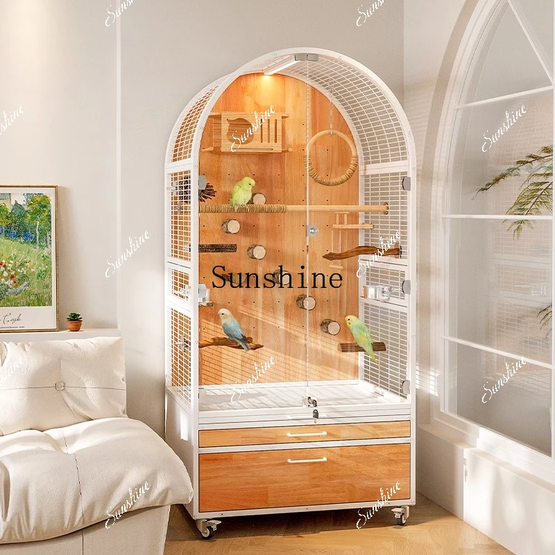 Garden Parrot Bird Cage Villa Large Household Solid Wood New Luxury Stainless Steel Splash-proof FT
