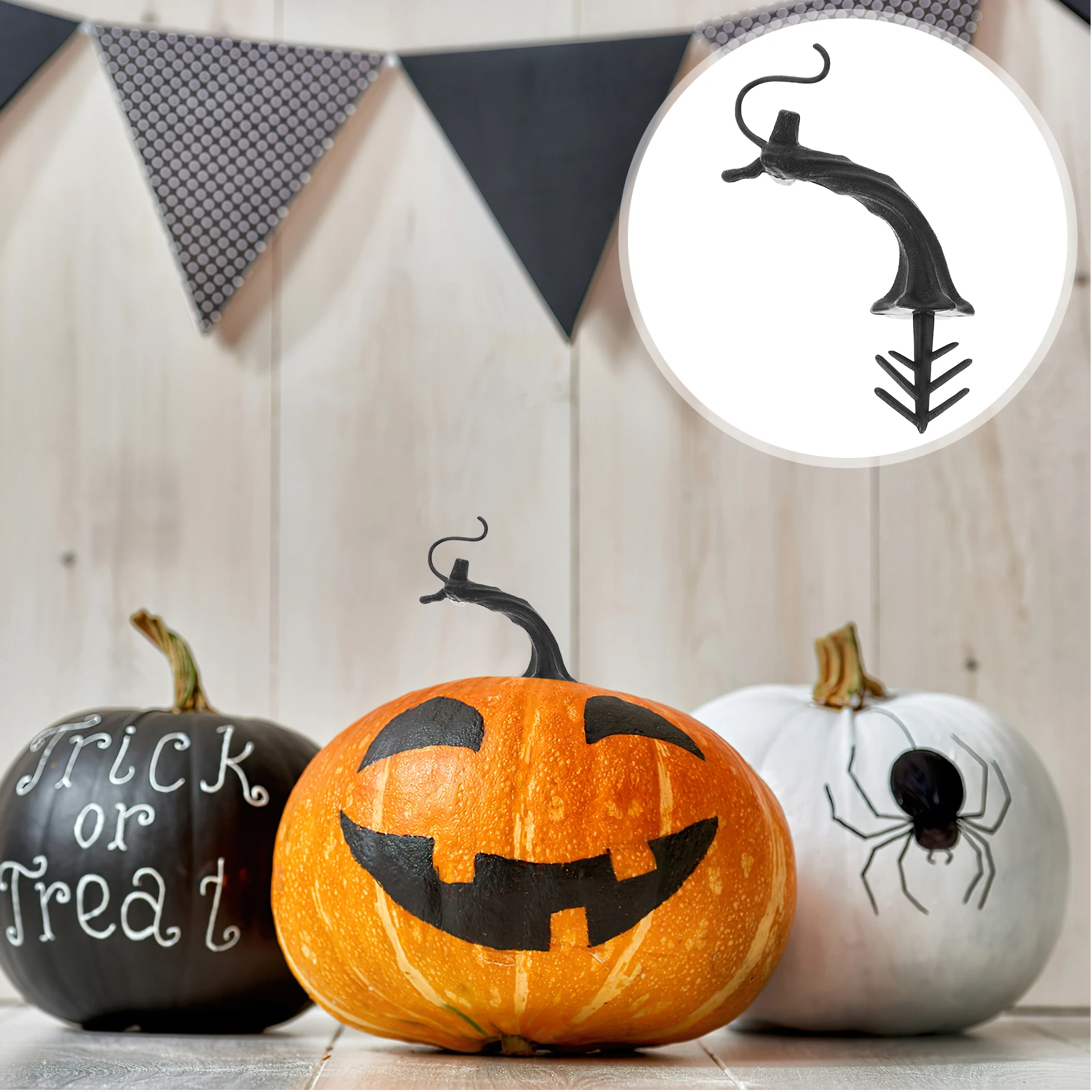 

30 Pcs Pumpkin Handle Accessories Black Plastic Craft Stems Halloween Thanksgiving Fall Festival Decoration