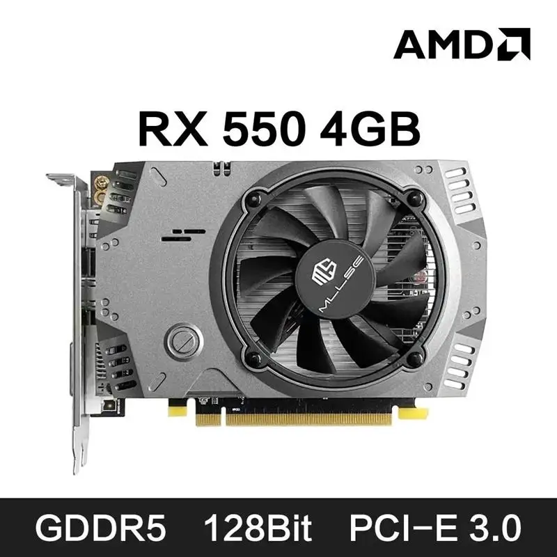 Top AMD Radeon RX 550 4GB Placa De Video Graphics Card GDDR5 128bit PCI-E X16 HDMI DP DVI rx 550 4gb Desktop Gaming Video Card