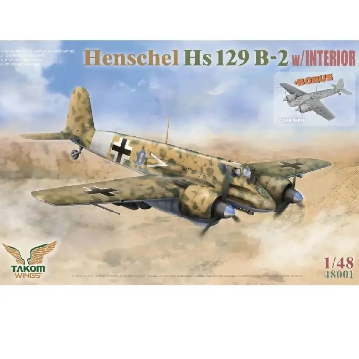 

TAKOM MODEL 48001 с комплектом модели самолета вторсырья Henschel Hs129B-2 1/48 комплект пластиковой модели в сборе