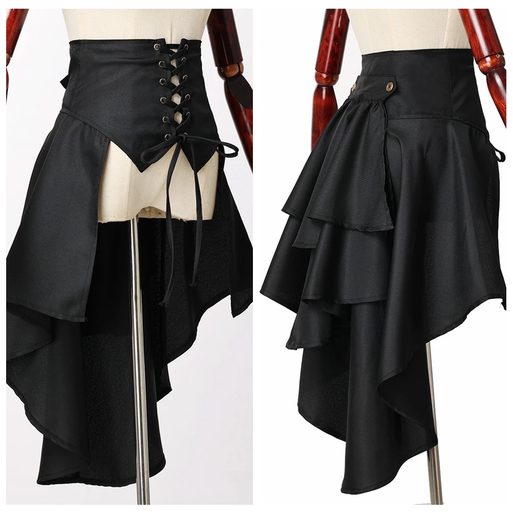 Victorian Burlesque Skirt Gothic Steampunk Corset Costume Punk Black Bustle Skirts