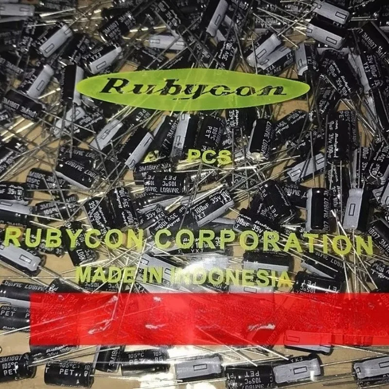 (5pcs) 100UF 35V aluminum electrolytic capacitor 35v100uf 6.3x11mm Rubycon YXJ high-frequency long-life