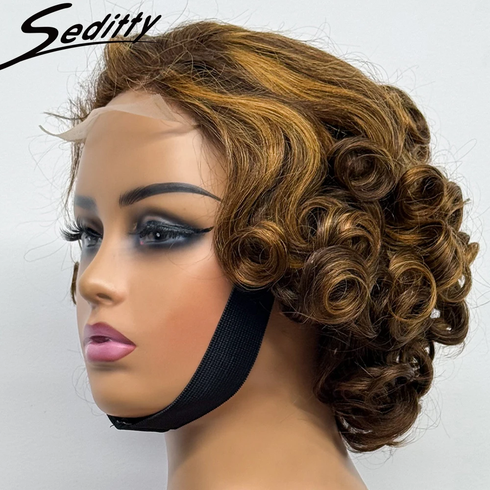 

200% Density Loose Bouncy Human Hair Wigs 4x4 Transparent Lace Closure Bouncy Curly Human Hair Wigs for Black Women