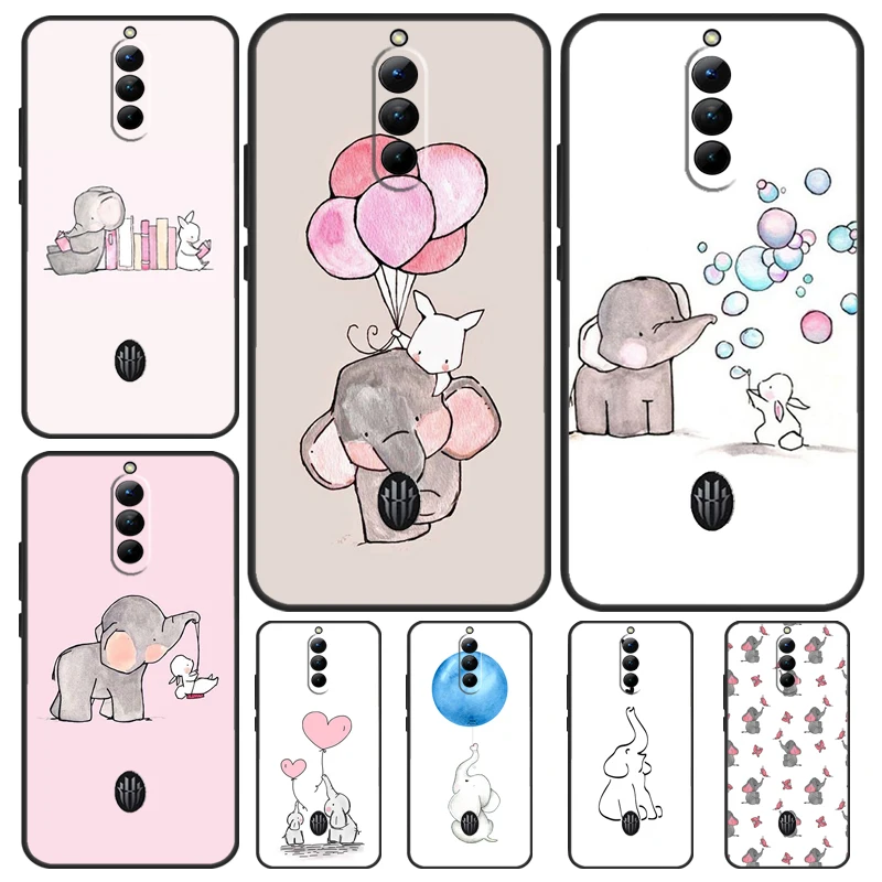 Cute Elephant Phone Case For Nubia Red Magic 8 8S Pro Plus 6S 7S 6 7 Pro 6R 5G 5S Back Cover Shell