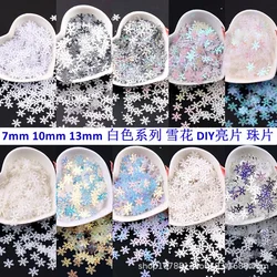 10g 7mm 10mm 13mm white snowflake beads DIY flower shaped sequins Christmas decorative material hand sewn accessories