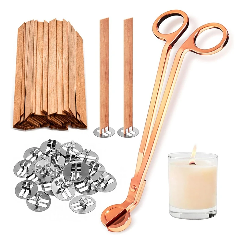 

ABUI-100 Pcs Thickened Wood Wicks, Wood Wicks For Candles Making With Wick Trimmer, Candle Wicks 5.1X0.5X0.04 Inches For DIY