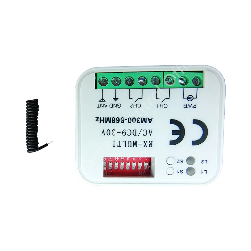 New Universal 2 Channel Wireless Garage Door 433MHZ DC12V 24V Fixed Code Rolling Code Receiver Controller Remote Control