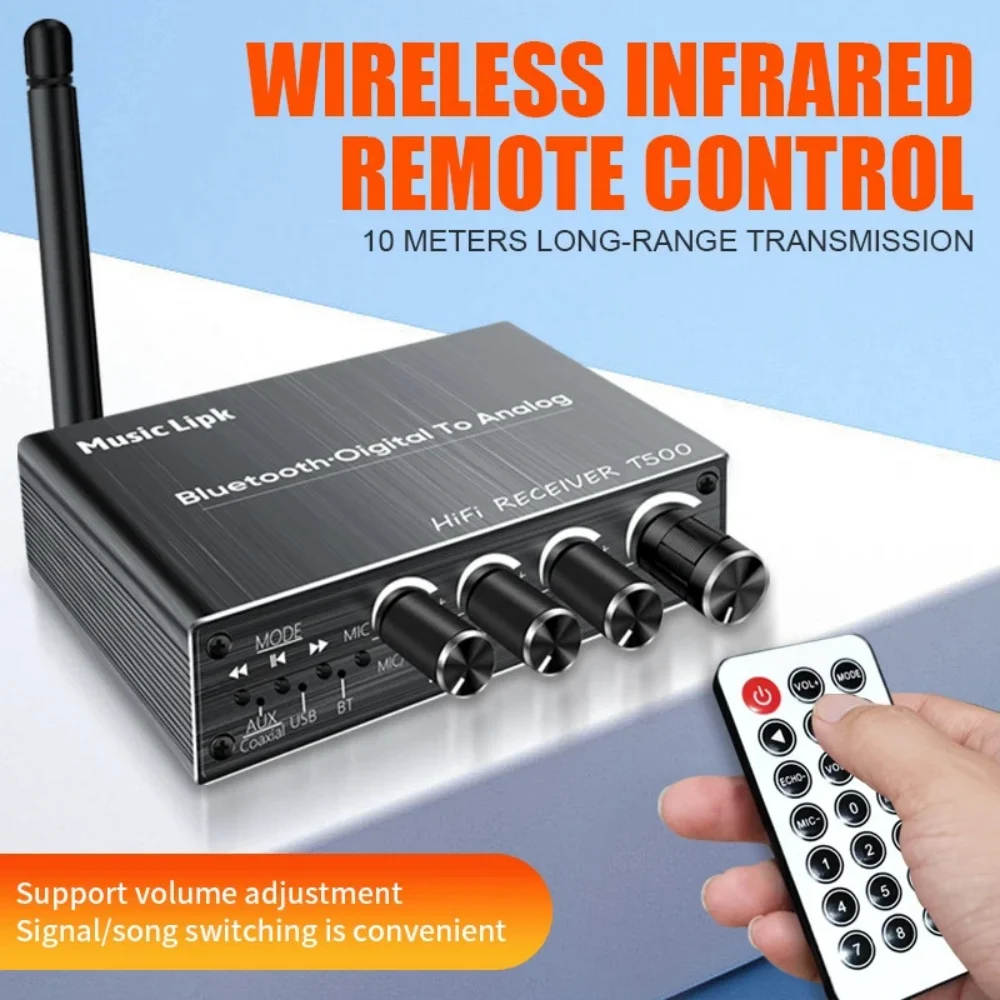 DAC Bluetooth 5.4 Audio Receiver Digital To Analog Converter 3.5mm AUX/RCA/Coaxial/USB U-Disk Karaoke Wireless Adapter