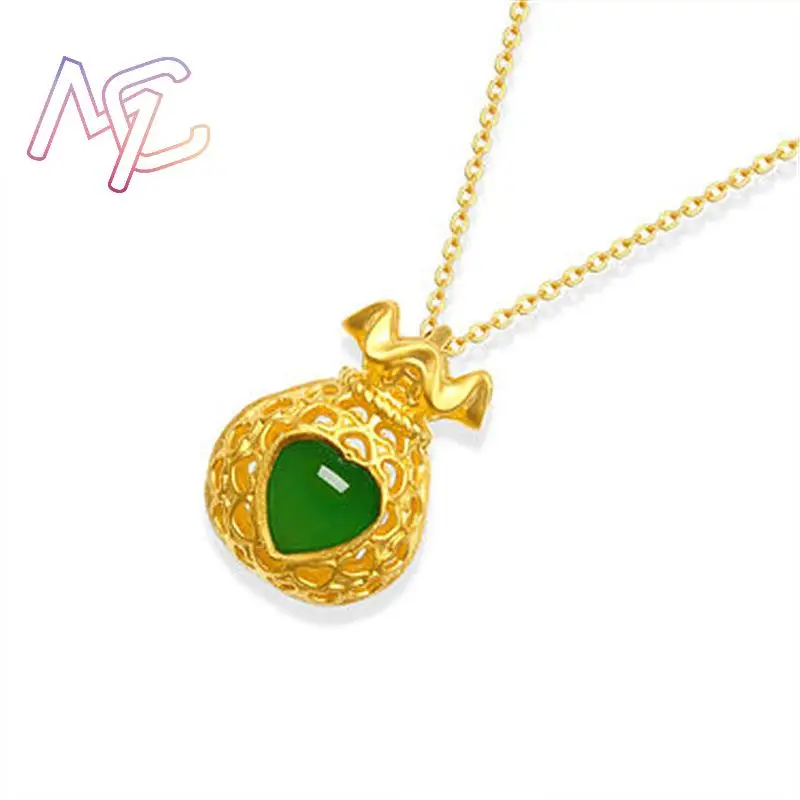 Zielony Naturalny Jadeit Szczęśliwy Wisiorek w Torebeczce Naszyjnik Akcesoria Modowe Amulet Prawdziwa Biżuteria Szczęśliwy Projektant Vintage Urok — zdjęcie 7