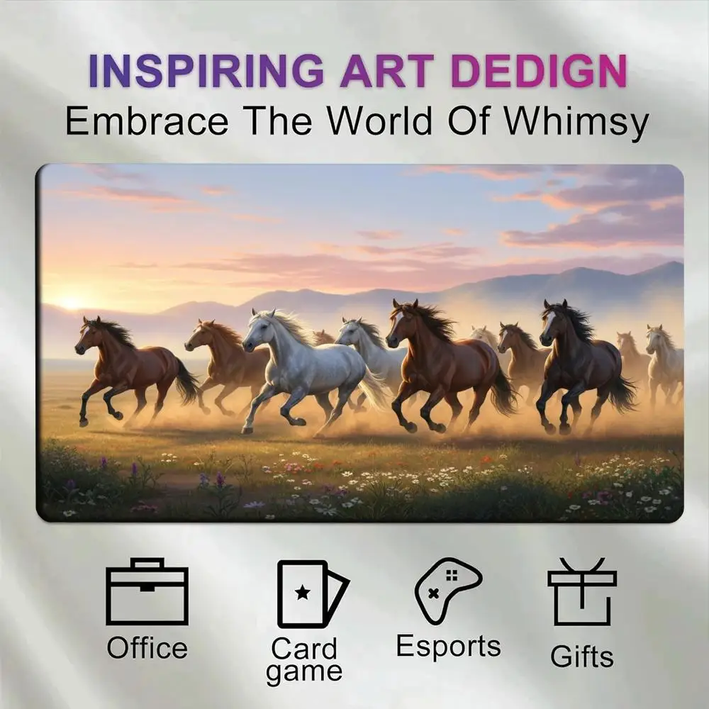Large Animal mouse pad running  horses on the grassland Design rubber XXL desk mat office accessories desktop decoration 2026