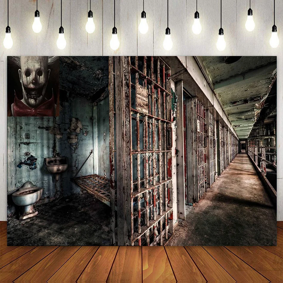 Prison Backdrop Dark Scary West Jail Bars Cell Photography Background Birthday Murder Party Decor Retirement Photoshot Studio