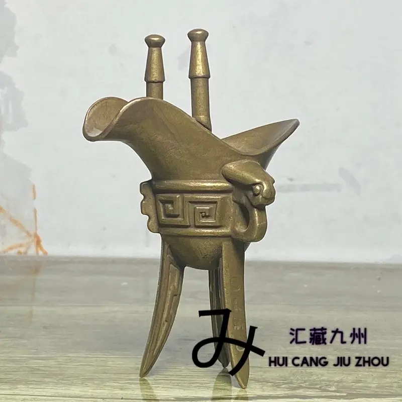 Retro Chinese tradition Jue Cup Wine Vessel Ornament Decoration Tea Pet Figurines Desk Decor Accessories