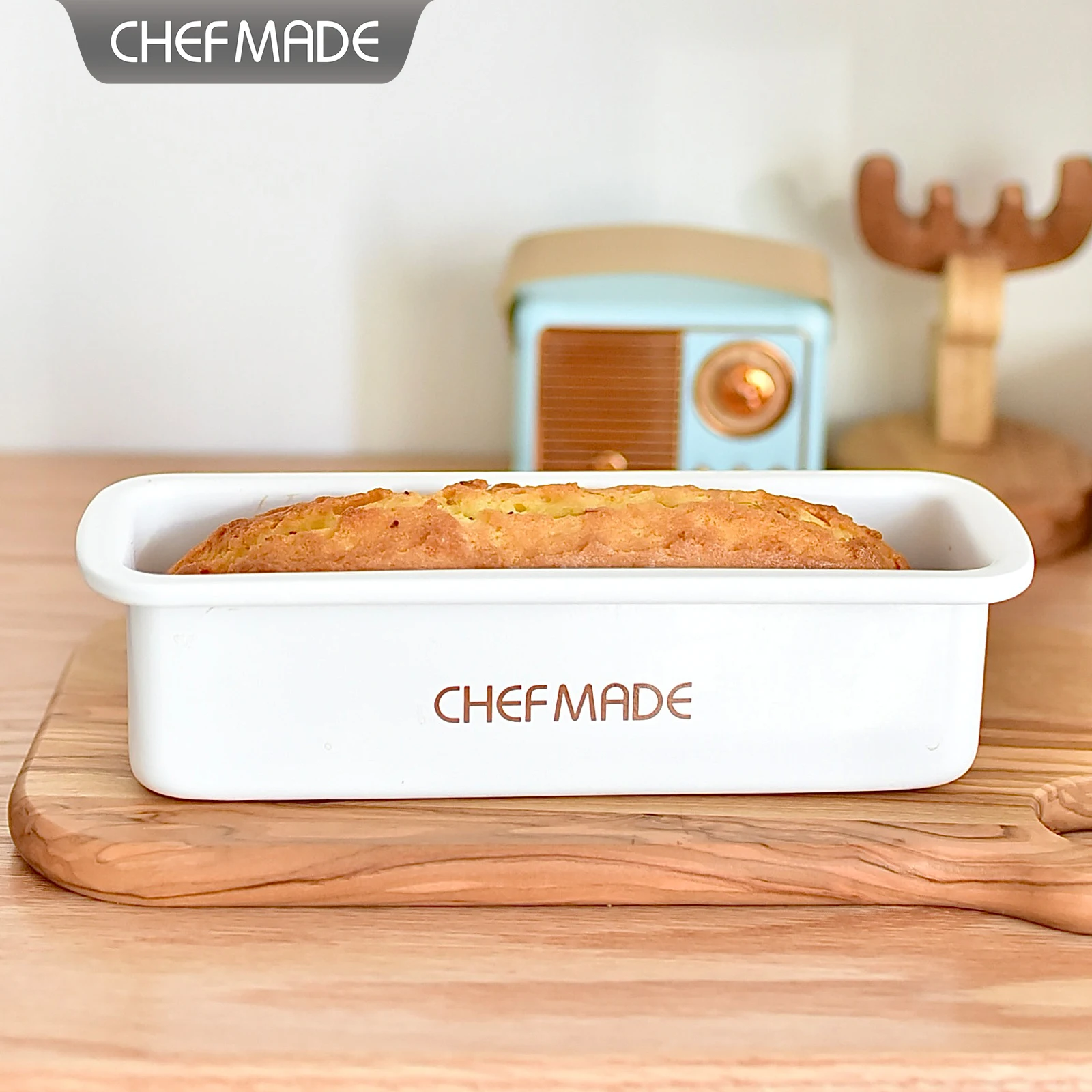 Non-stick Rectangular Baking Tray, CHEFMADE White Multipurpose Loaf Mold for Pound Cake, Toast Bread Home Oven Baking Tool