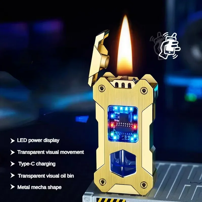 New Gravity Induction Ignition Cool Kerosene Torch Lighter Metal Windproof Igniter Gift Lighters Smoking Gadgets for Men