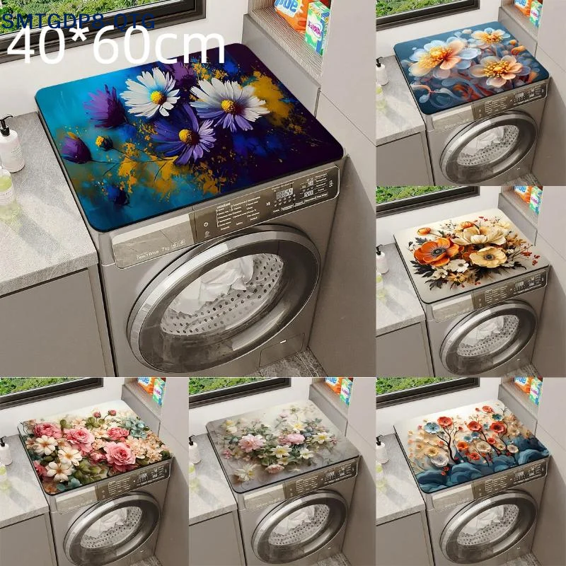 NEW Fresh And Clean Washing Machine Dust-Proof Pad Floral Anti-Slip Country-Style Kitchen Countertop Drying Pad