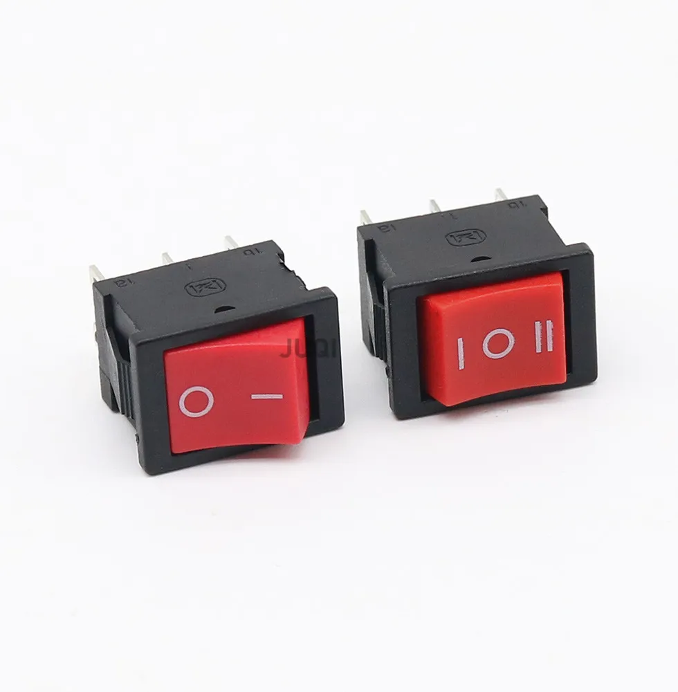 1PCS KCD1 Mini Red/Black switch  6 pin On/Off/On Rocker Switch AC 6A/250V10A/125V
