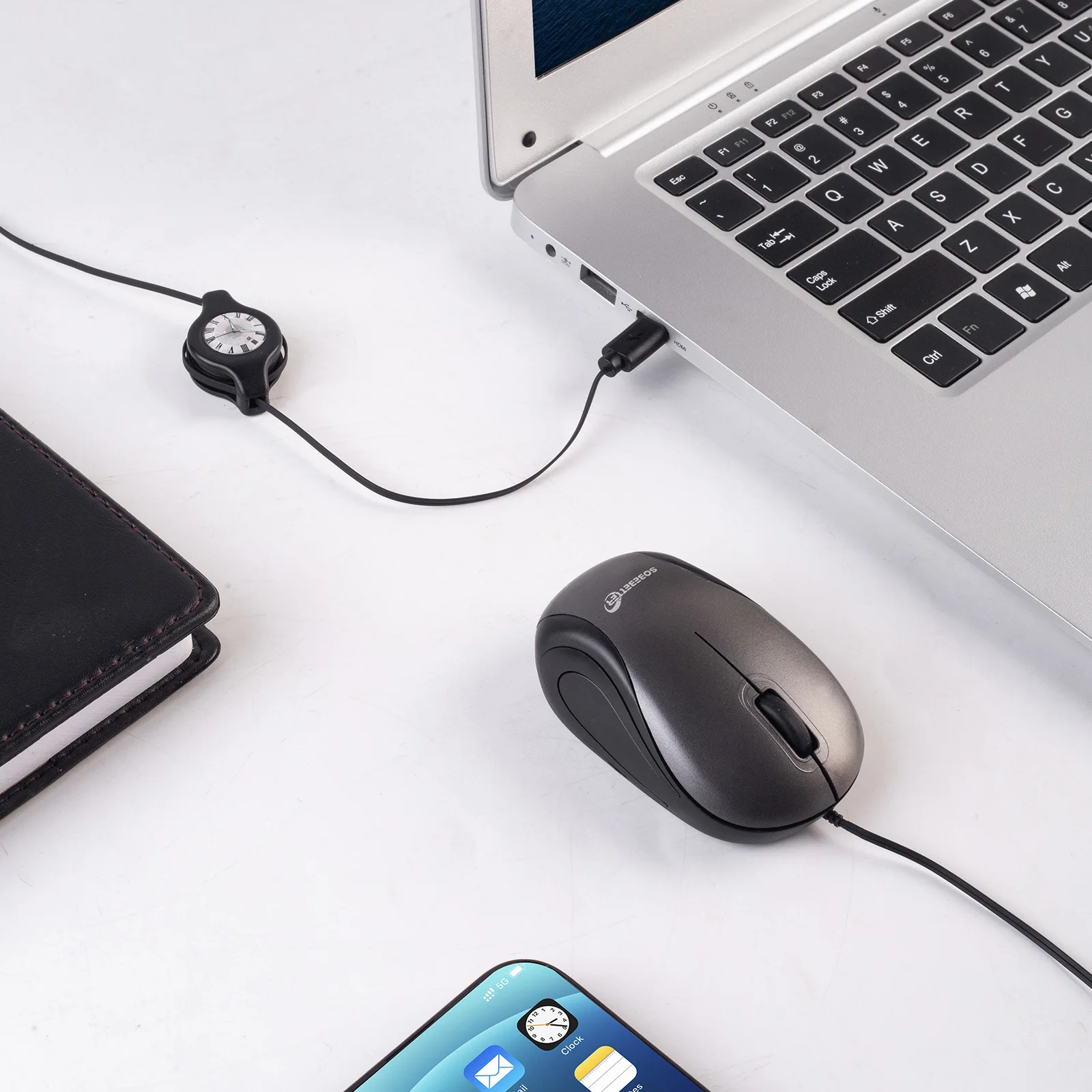 كتم صوت محمول صغير الحجم من النوع C واجهة USB قابلة للدوران وقابلة للسحب لهدايا الأطفال ماوس سلكي لأجهزة الكمبيوتر المحمول والكمبيوتر اللوحي والهاتف المحمول