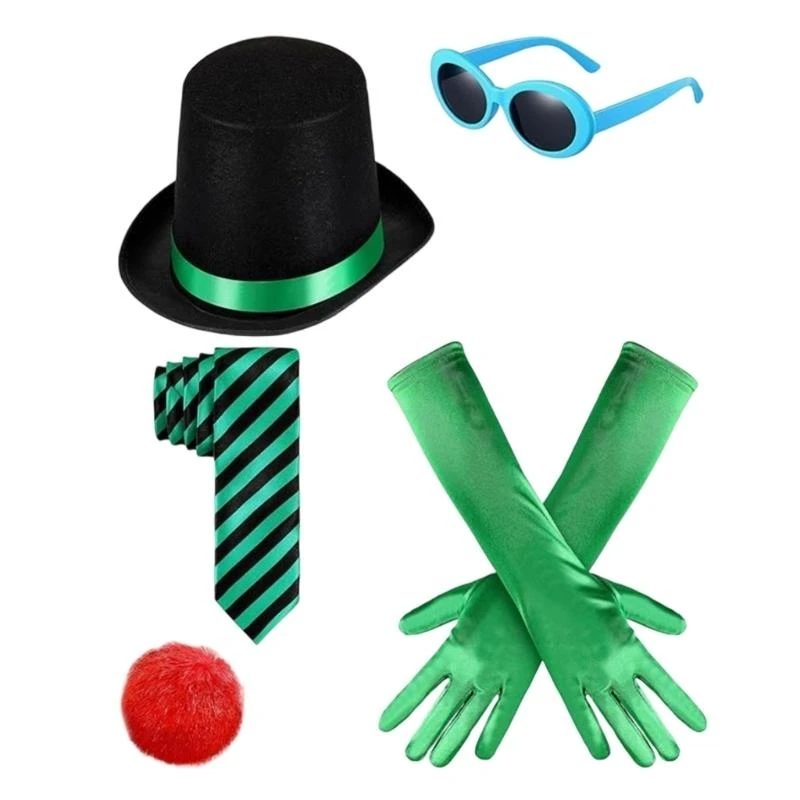 

Dxae Green Felts Hat Long Gloves Blue Glases Cosplay Ansemble для мероприятия по аниме конференции