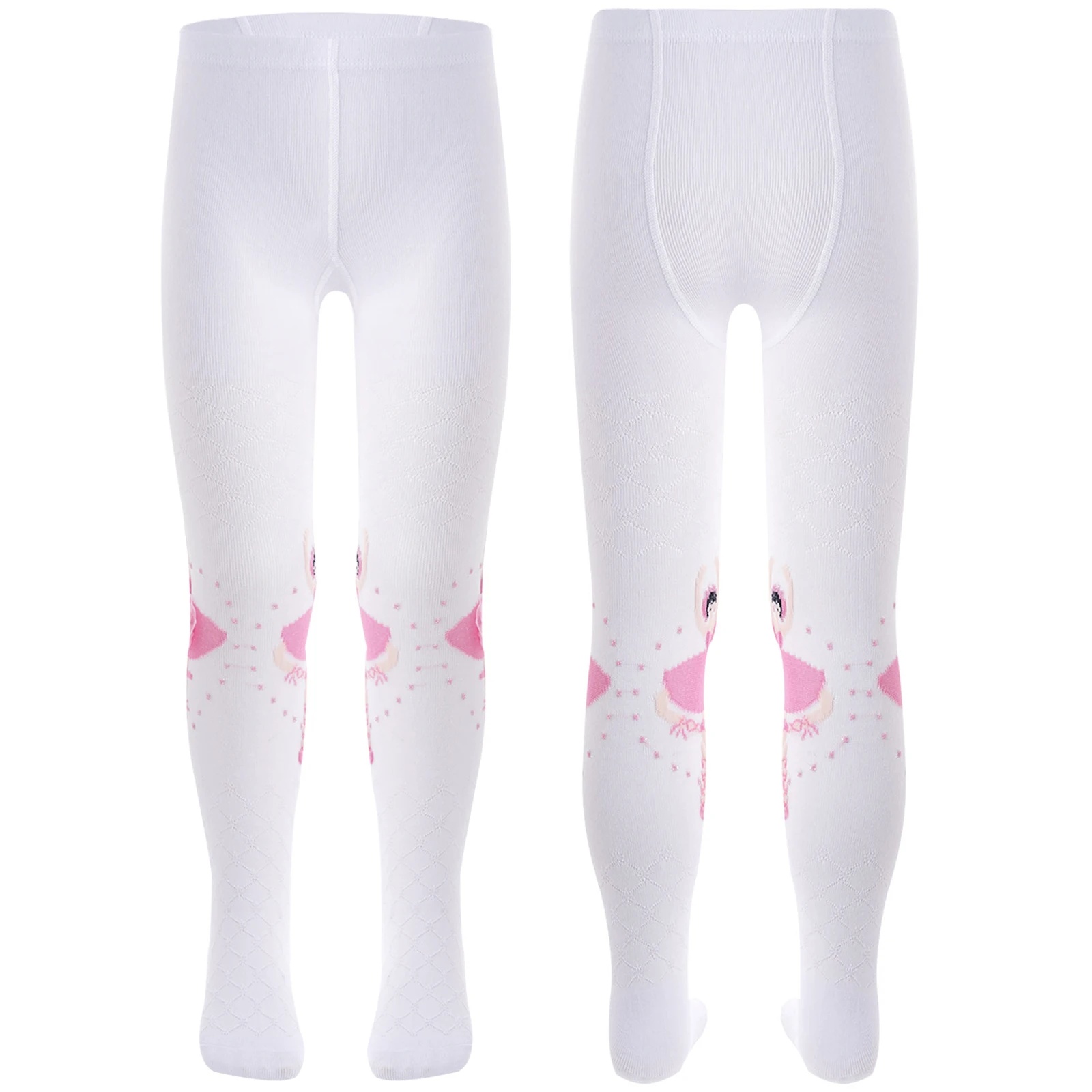 Kids Girls Ballet Dance Pantyhose Cute Ballerina Jacquard Tights Breathable Leggings for Competition Stage Performance