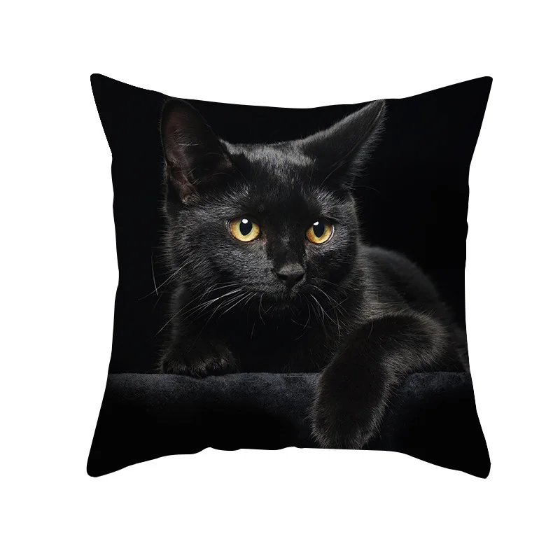 Cute Black Cat Pillow Cases Little Cat Pillowcases for Pillows Decorative Cushions for Elegant Sofa Room Garden BedCushionCovers