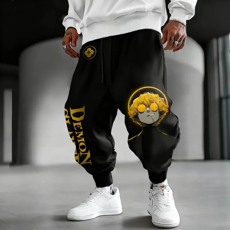 

Новые осенне-зимние мужские спортивные штаны японского аниме Demon Slayer Zenitsu графика одежда мужские повседневные брюки большого размера из 100% хлопка