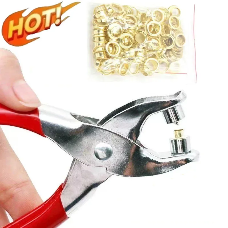 100 комплектов, 4 мм, металлические петельки и дырокол, инструмент, втулка, набор ручных инструментов «сделай сам», кожаная одежда для рукоделия, кожаный ремень, шляпа