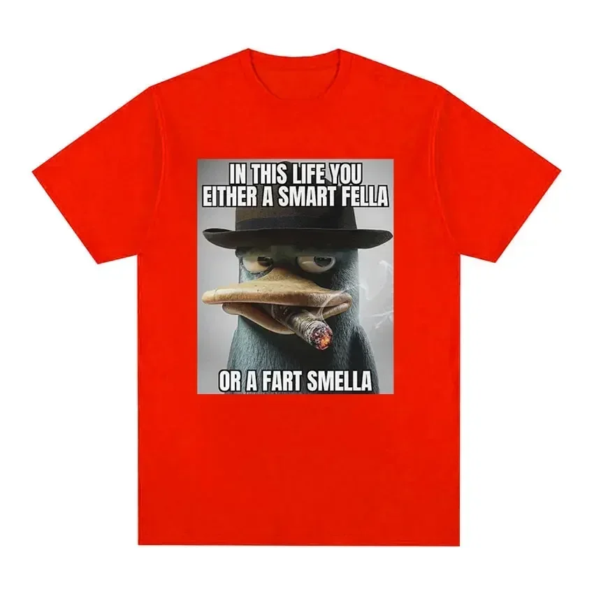 Graphic T Shirt Perry Platypus Youre Either A Smart Fella A Fart Smella Funny Women Fashion Oversized T Shirts Women's Clothing