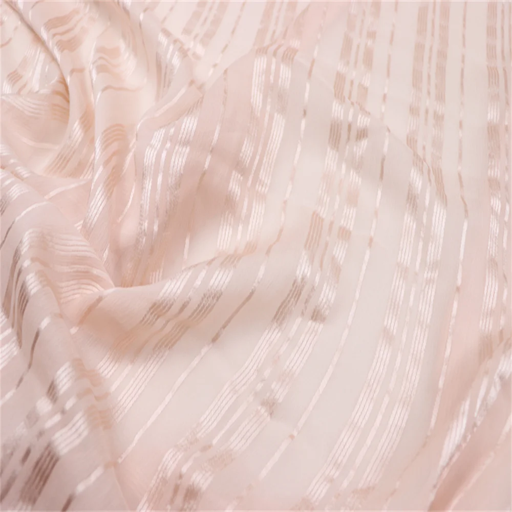 Popular Original Comfortable Smooth Silk Crepe Chiffon Stripe Fabric 100% Silk Weaving Organic for Sleepwear Trousers Pajama