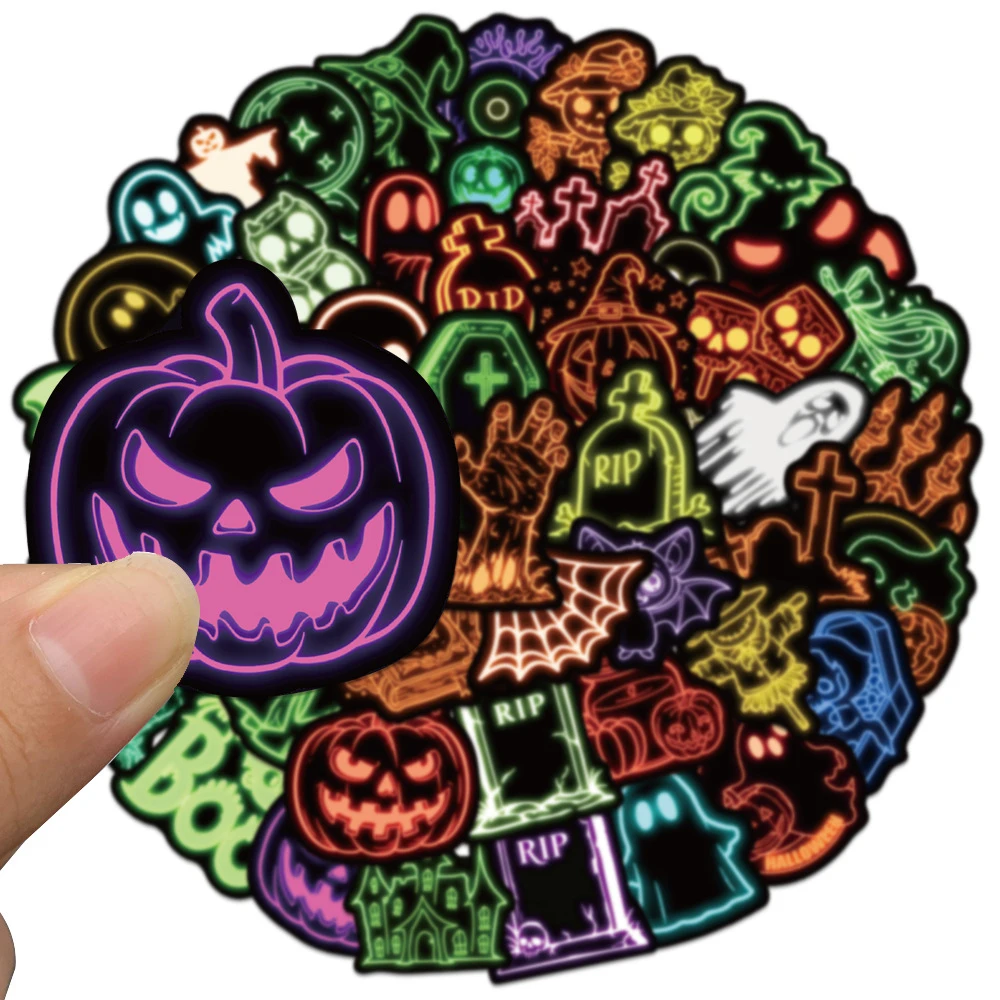 10/30/50/100 Stück coole Cartoon Horror Neon Hallowmas Kürbis Aufkleber Aufkleber Laptop Telefon Auto Skateboard Graffiti Aufkleber Kinder Spielzeug