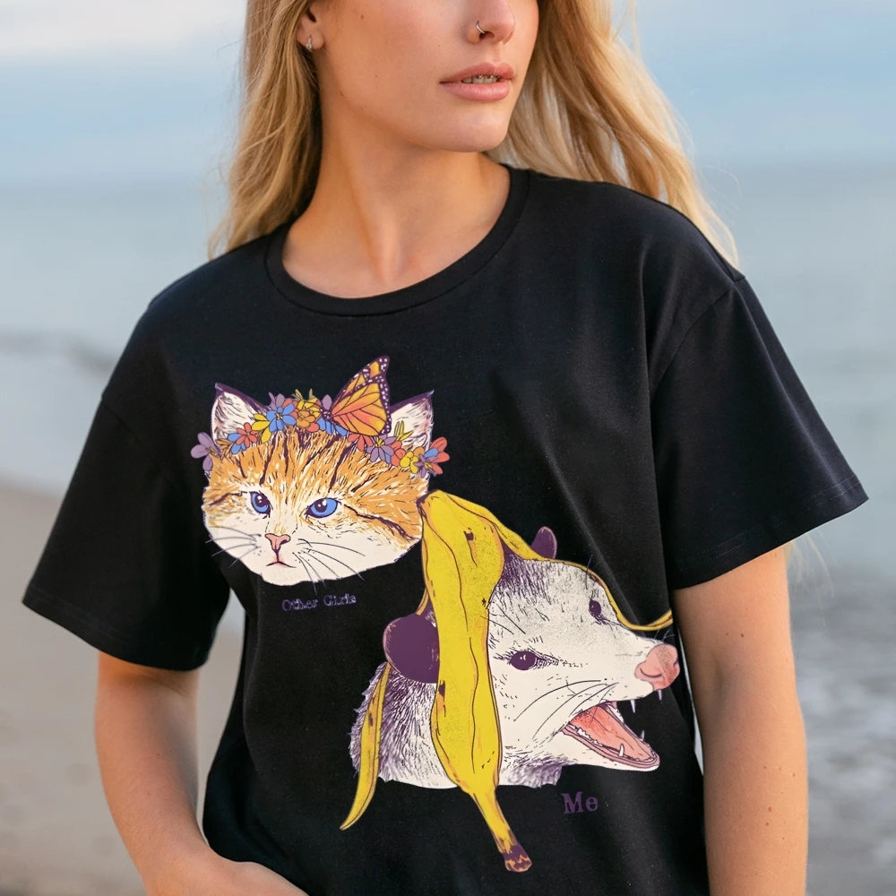 Zabawna koszulka graficzna \"Inne dziewczyny i ja\", zabawny top, krótki rękaw, na lato, koszulka mem, ubrania dla kobiet i mężczyzn.