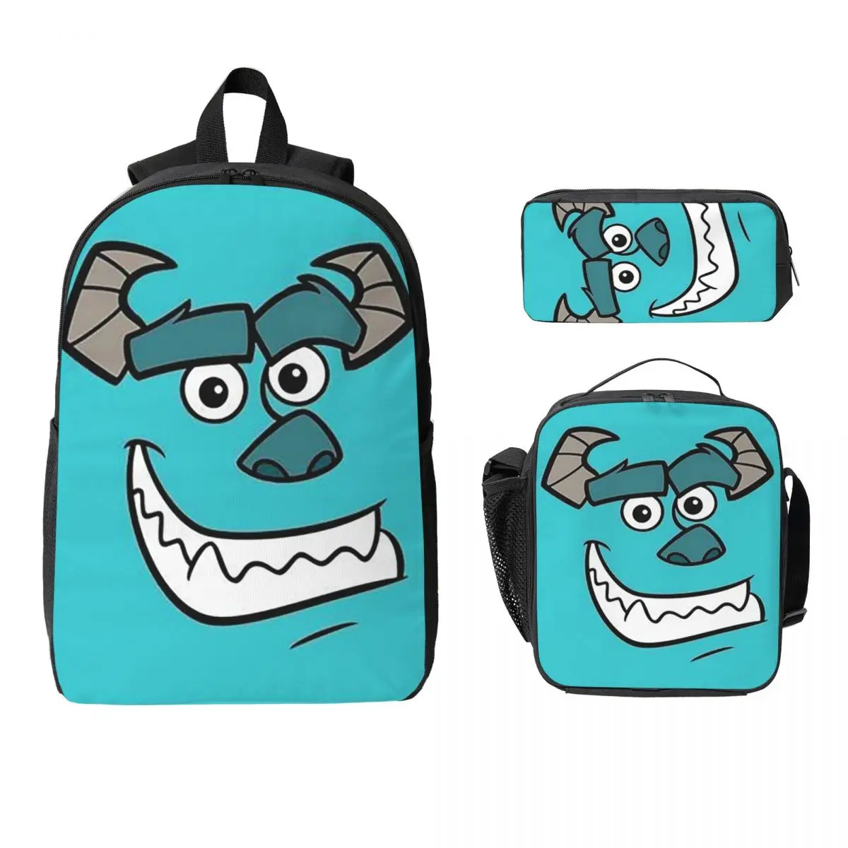

Monsters Sulley Backpack Student Boys Girls BookBag School Bag Laptop Shoulder Bags 3ps Insulated Lunch Bag Pencil Case