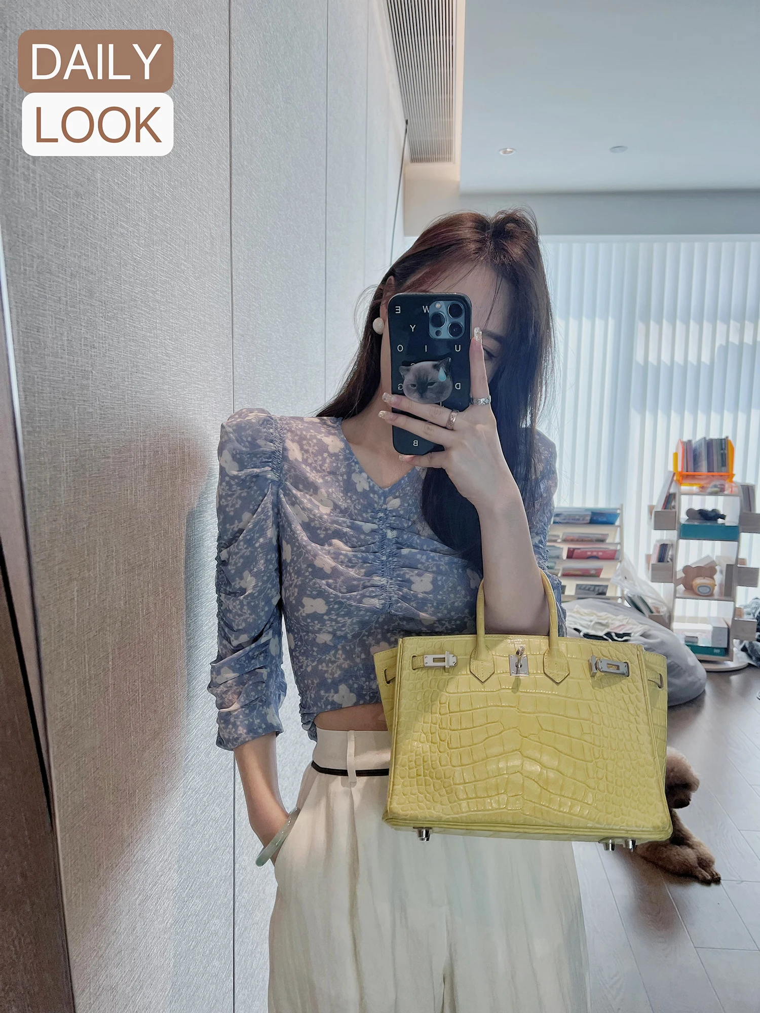 

Lilylikes Provence High-White Floral Print 3D oulder Pad Bubble Sve Top Women's Sweet Sle Slim Fit Long Sve Lace irt