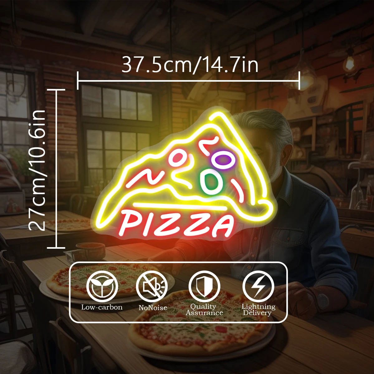 Los letreros de neón para pizza se aplican a restaurantes, pizzerias, tiendas de aperitivos, habitaciones y decoraciones hacen que tu tienda más atractiva.