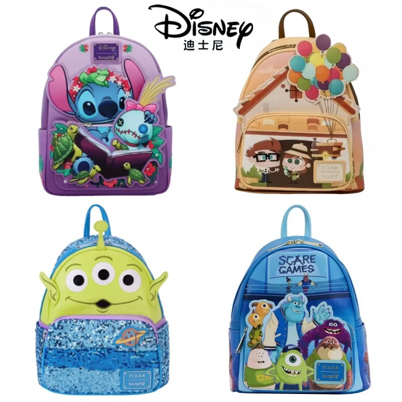 New Loungefly Disney Pixar Up Working Buddies Womens Double Strap Shoulder Bag Purse School Backpack Cute Cartoon Backpack ﻿Gift