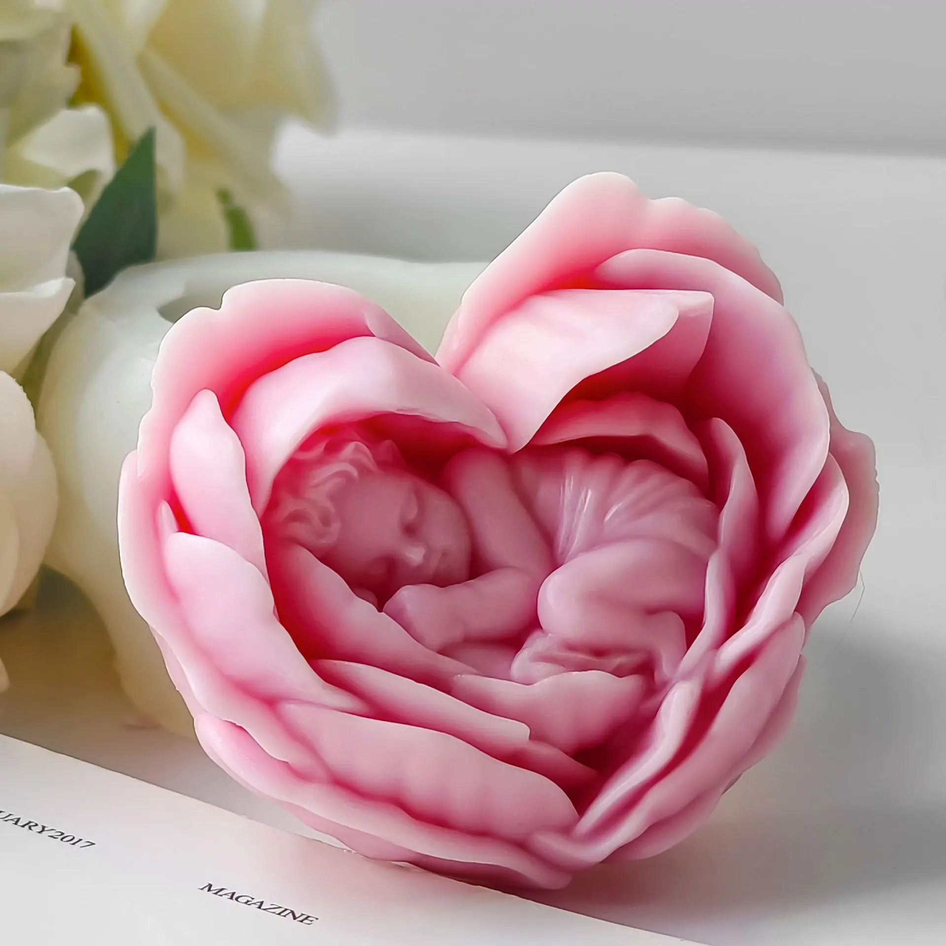 Baby Liebe Herz Kerze Silikon Form DIY Floral Engel Gips Dekoration Handgemachte Seife Formenbau Liefert
