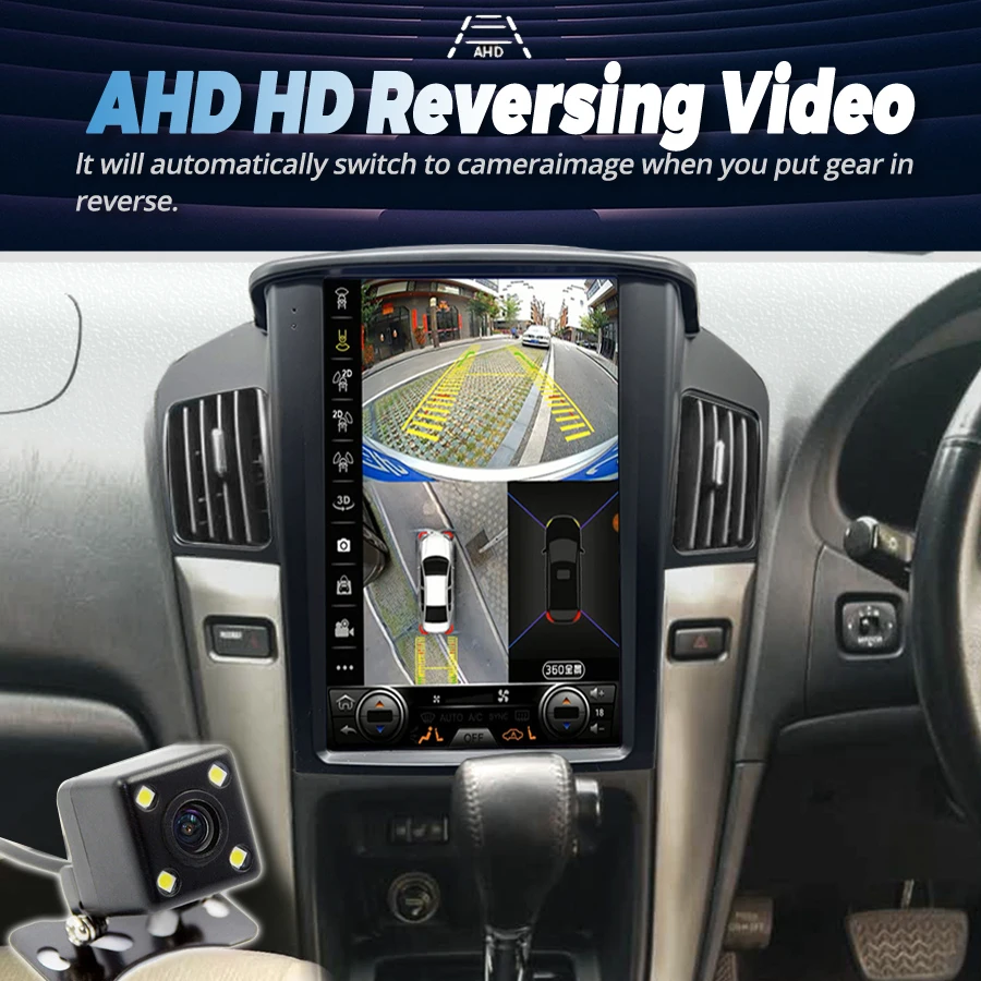 12.1'' Speaker Multimedia Android 14 Video Player For Lexus RX300 RX330 Toyota Harrier 1997-2003 Vertical Screen CarPlay 8+256GB