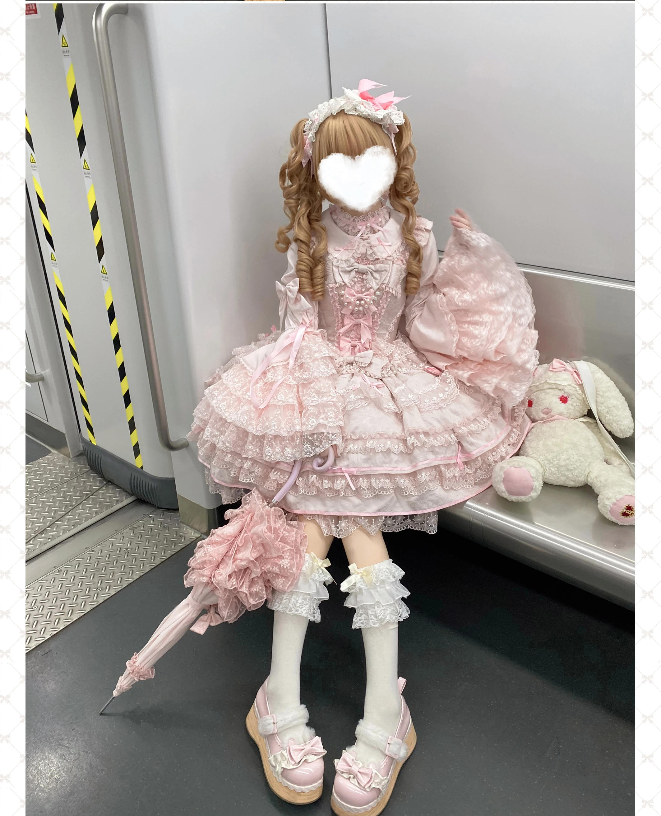 สีเขียวสไตล์เจ้าหญิงฤดูใบไม้ร่วงและฤดูร้อนใหม่ผู้หญิง SLIM-Fit น่ารัก Bow Lolita สไตล์มินิชุดญี่ปุ่น Kawaii ชุด