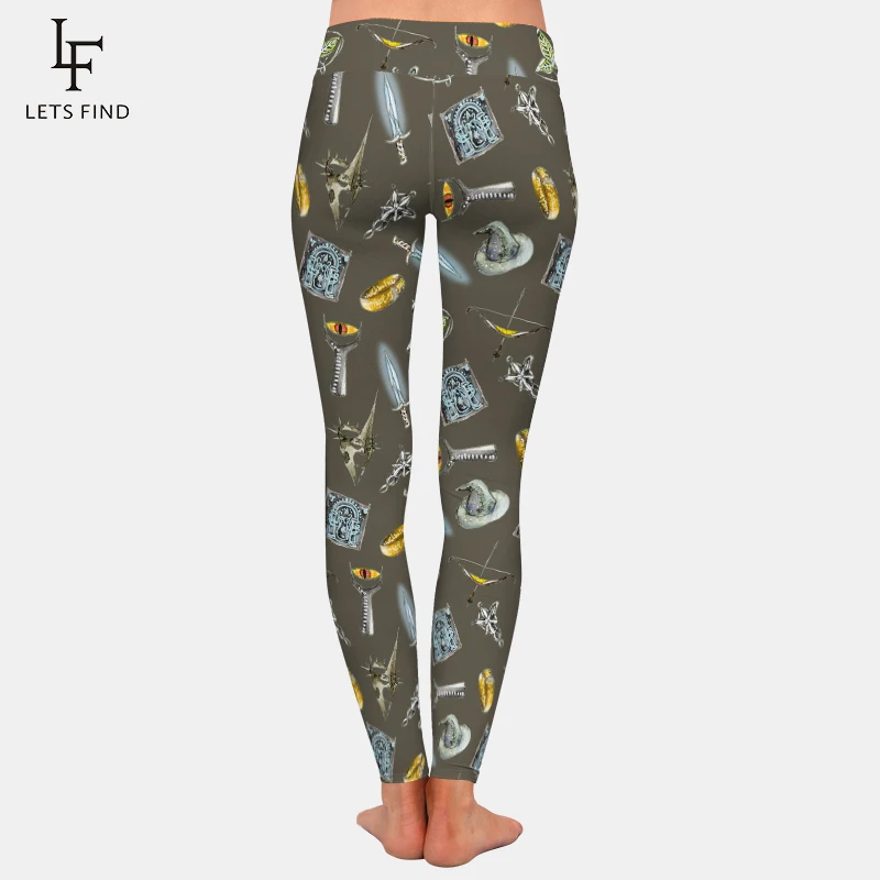 LETSFIND – legging gris imprimé magique amusant, taille haute, élastique pour femmes, nouvelle collection