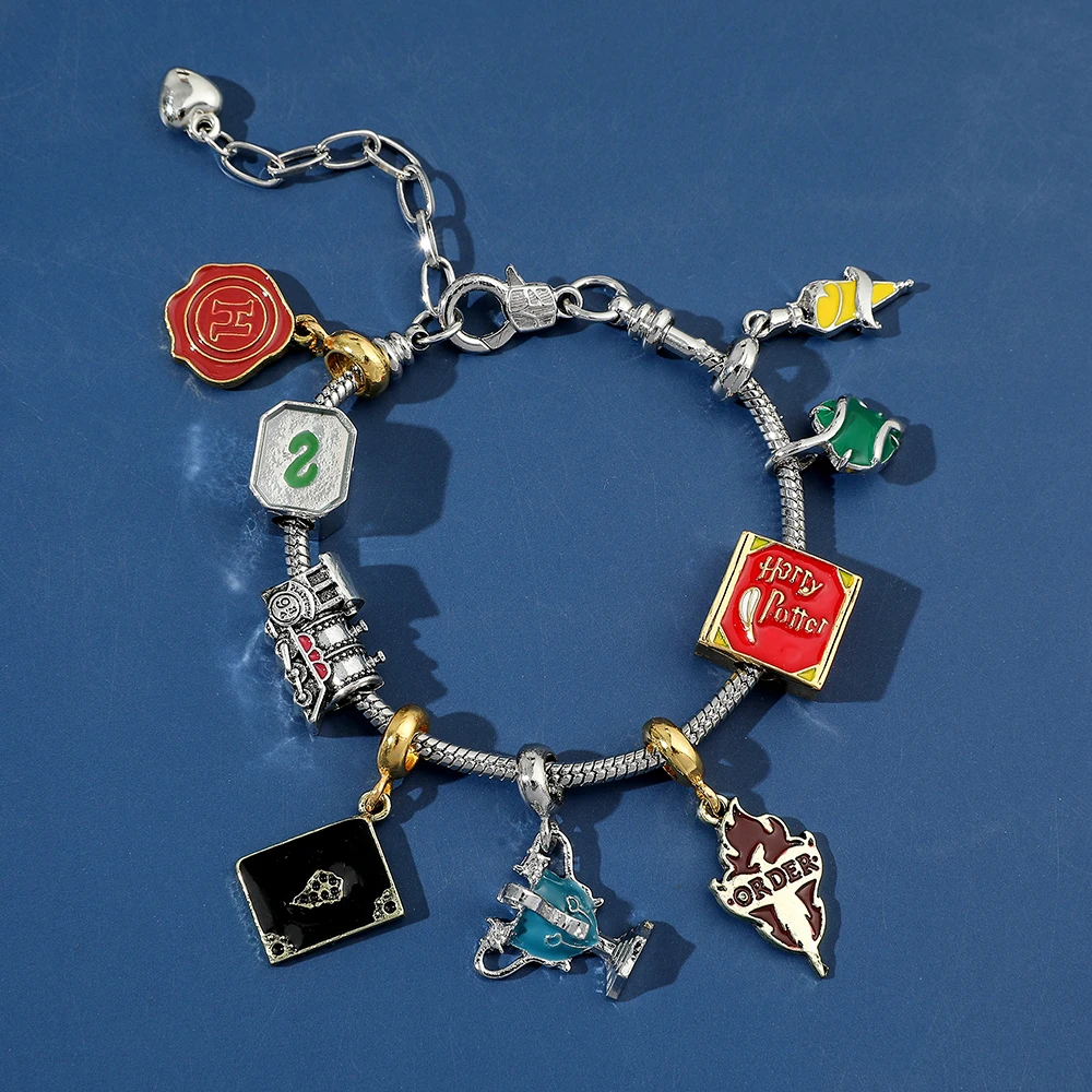 Bracelet à breloques Harry Potter Academy de Poudlard de la magie Serpentard perles pendentif Bracelet bricolage Bracelet pour les Fans cadeaux accessoires