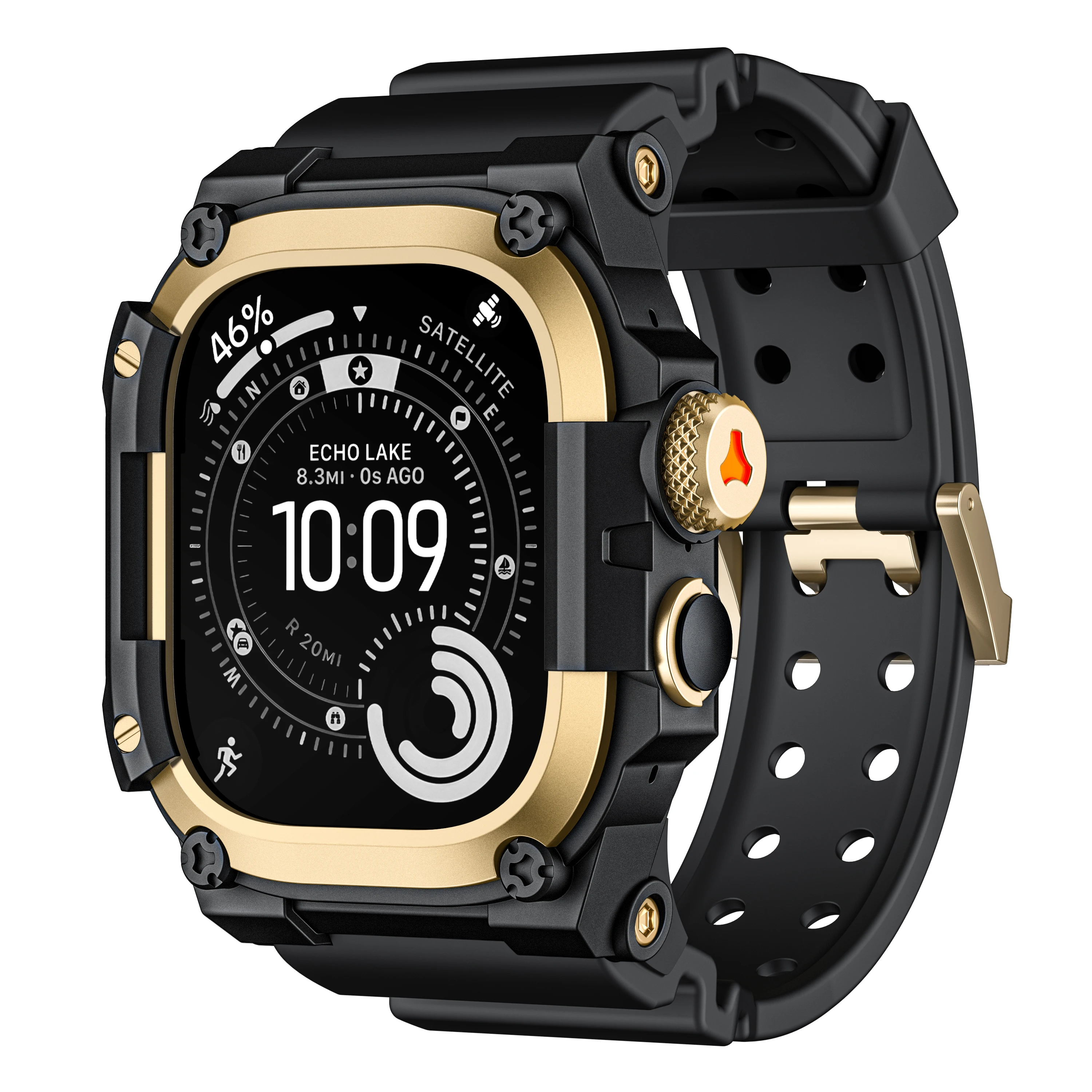 

Original Suitable for Apple Watch Universal Ultra3/2/1 49mm Durable Watch Metal Frame Protective Cover Sports Silicone Strap