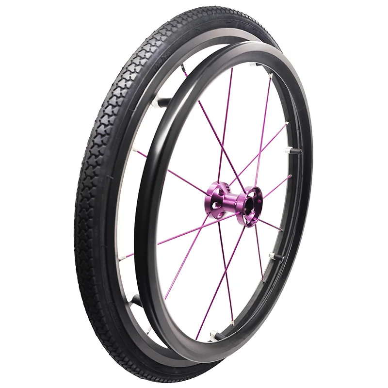 A pair of 24*1 3/ 8inch sports wheelchair rear wheels with quick-release installation, aluminum alloy double-layer rims, one for the left and one for the right