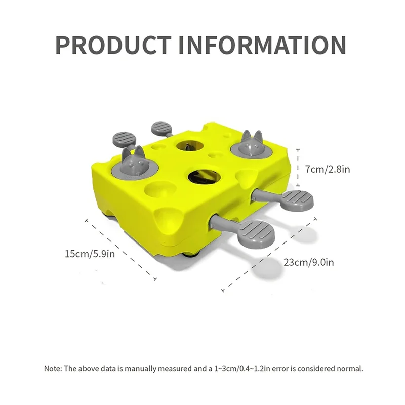 A34R Foraging Game& Interactive Cat Puzzle Feeder-Gray Lever Design, Green Base, Durable Material, Mental Stimulation
