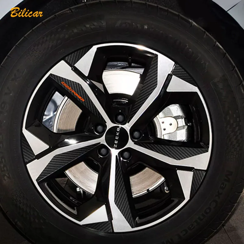 for ZEEKR 001 2022 2023 Carbon Fiber Sticker 19 21 Inches Wheel Hub Protective Stickers Exterior Decoration Accessories