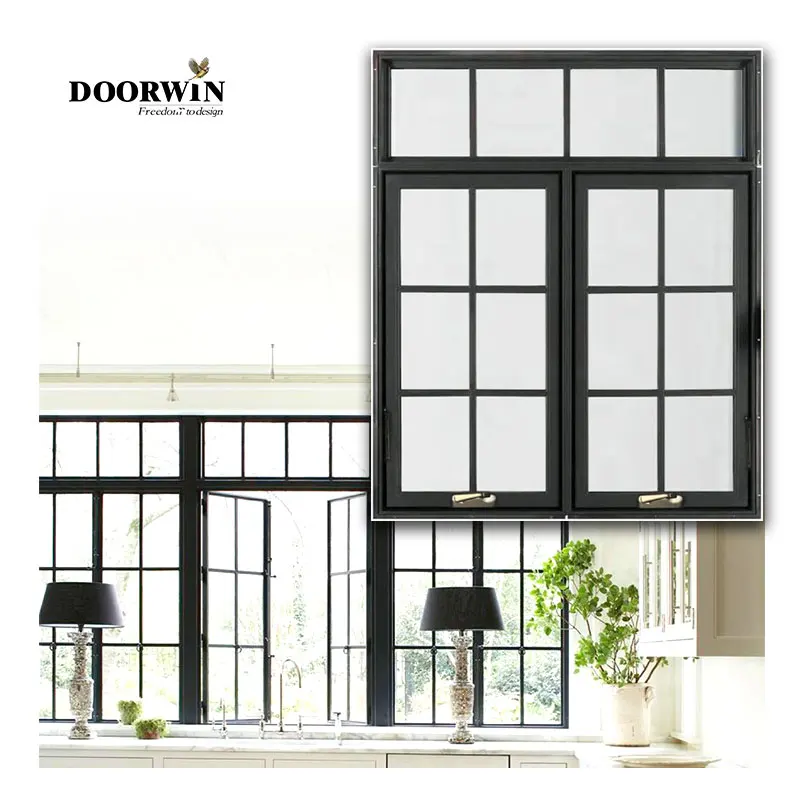 Ventana francesa de doble acristalamiento de aluminio, rotura térmica de alta calidad, Triple acristalamiento, precio barato de fábrica en América