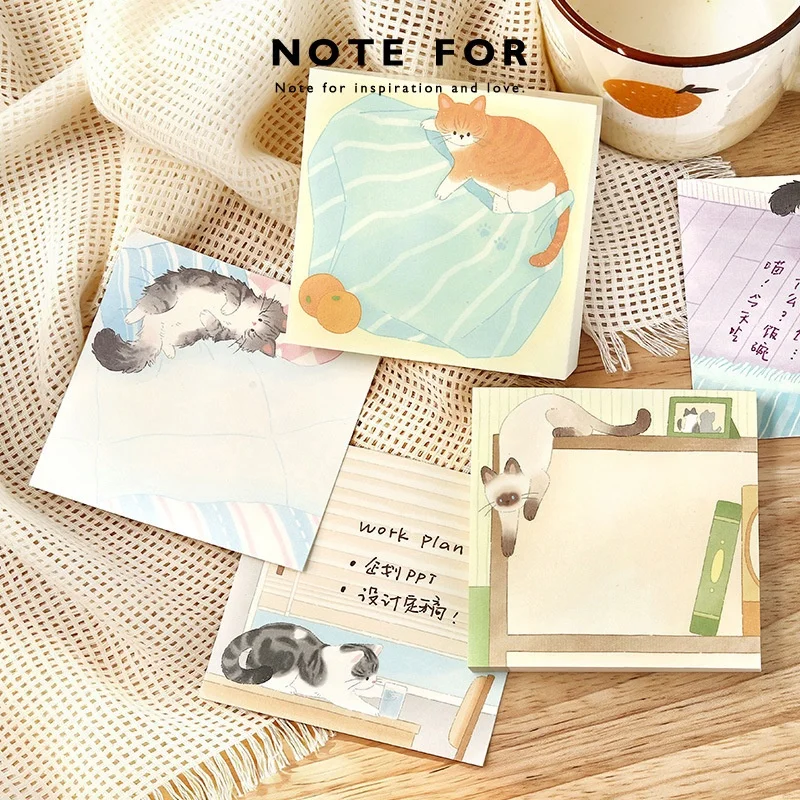 12pcs/lot Kawaii Cat Memo Pad Cute N Times Stationery Label Notepad Bookmark Post School Supply