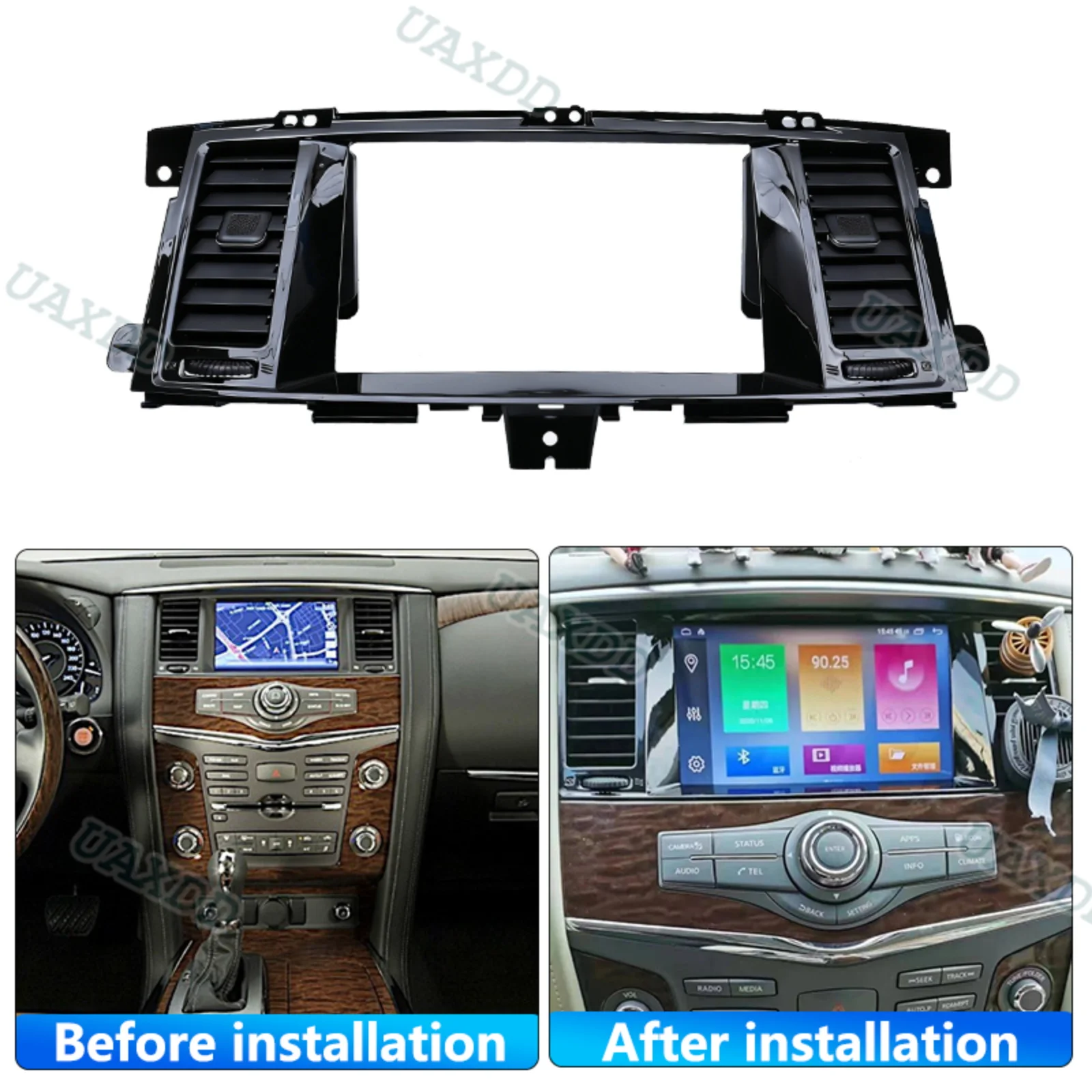 For 2010-2020 Nissan Patrol Y62 Armada Infiniti QX56 QX80 9INCH frame fascia dashboard Car Automotive center console Kit panel