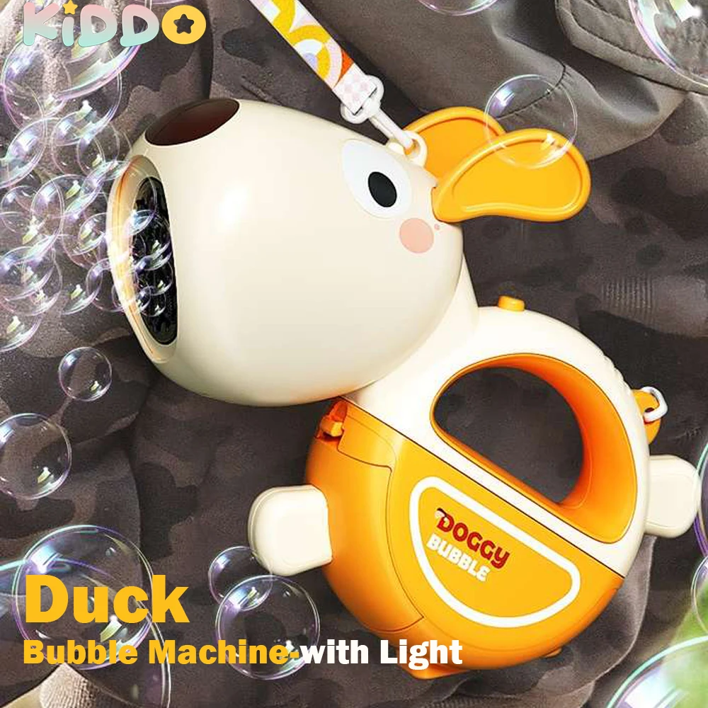 

Duck Bubble Gun Automatic With Light Bubbles Machine Fully Shape Blower Boys Girls Toys Straps Party Games Outdoor Childrens Day