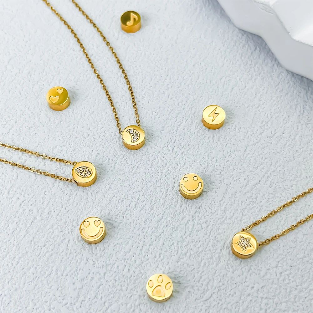 eManco Simple Temperament Round Pendant Fashion Classic Design High Quality Stainless Steel Necklace Ladies