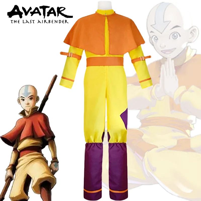 

Avatar The Last Airbender Aang Cosplay Costume Halloween Carnival Role Play Jumpsuit Full Set Suit for Adult Men Uniform Outfits