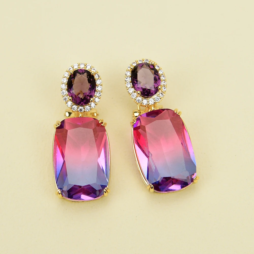 APDGG Natural Red Colorful Crystal Gold Plated Stud Earrings